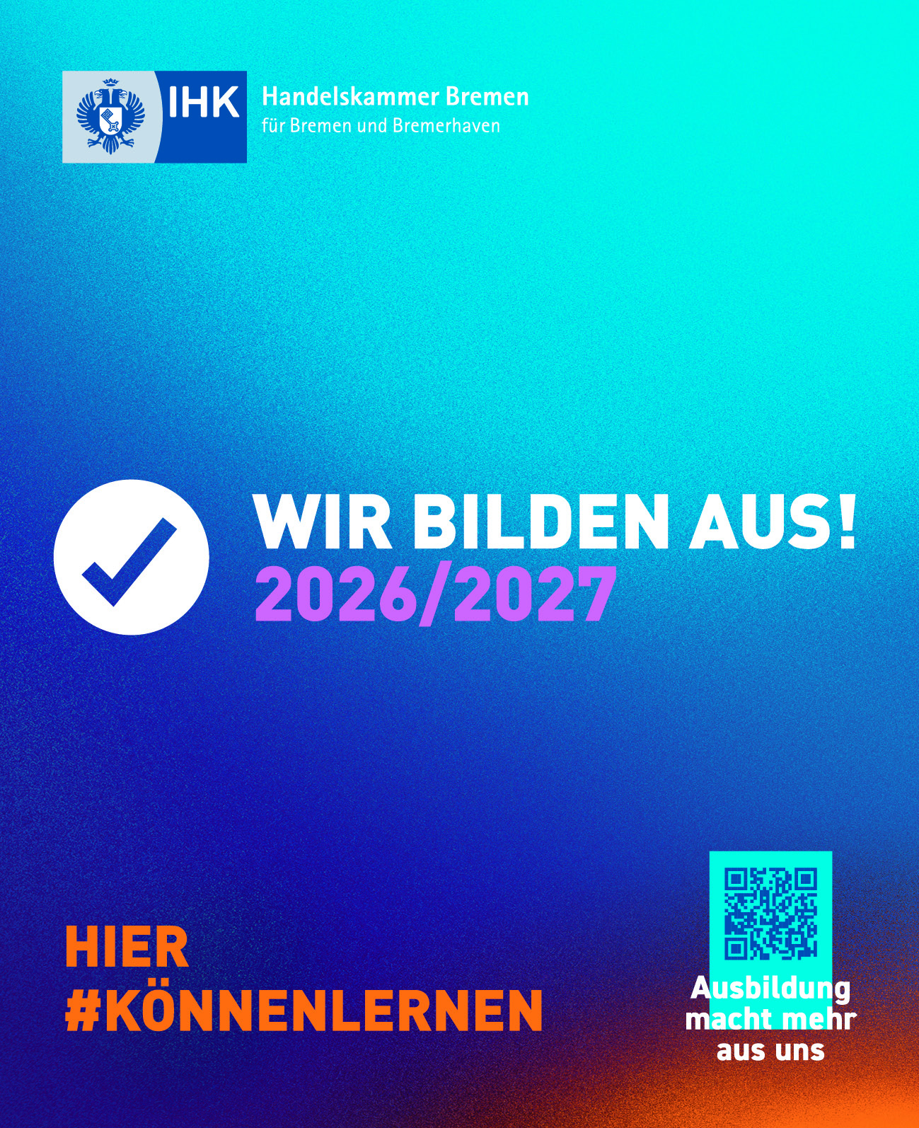 Es ist ein Hinweis mit Informationen zu "Wir bilden aus!" zu sehen.