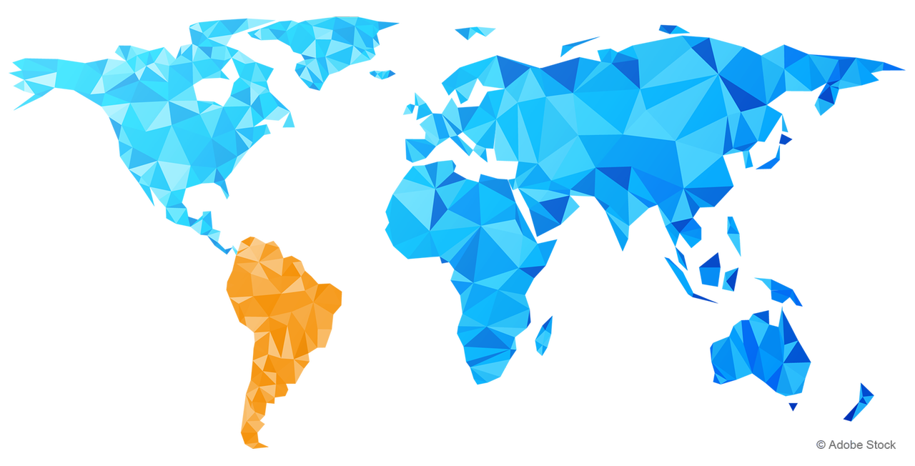 Südamerika Karte Weltkarte gelb Kontinent (nicht barrierefrei, PDF-Datei)