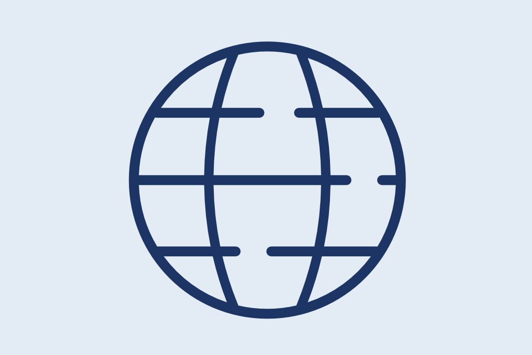 Piktogramm einer Weltkugel, oft als Symbol für das Internet genutzt 