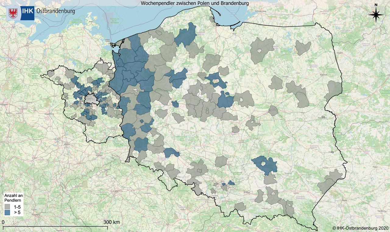 Karte von Polen und Brandenburg