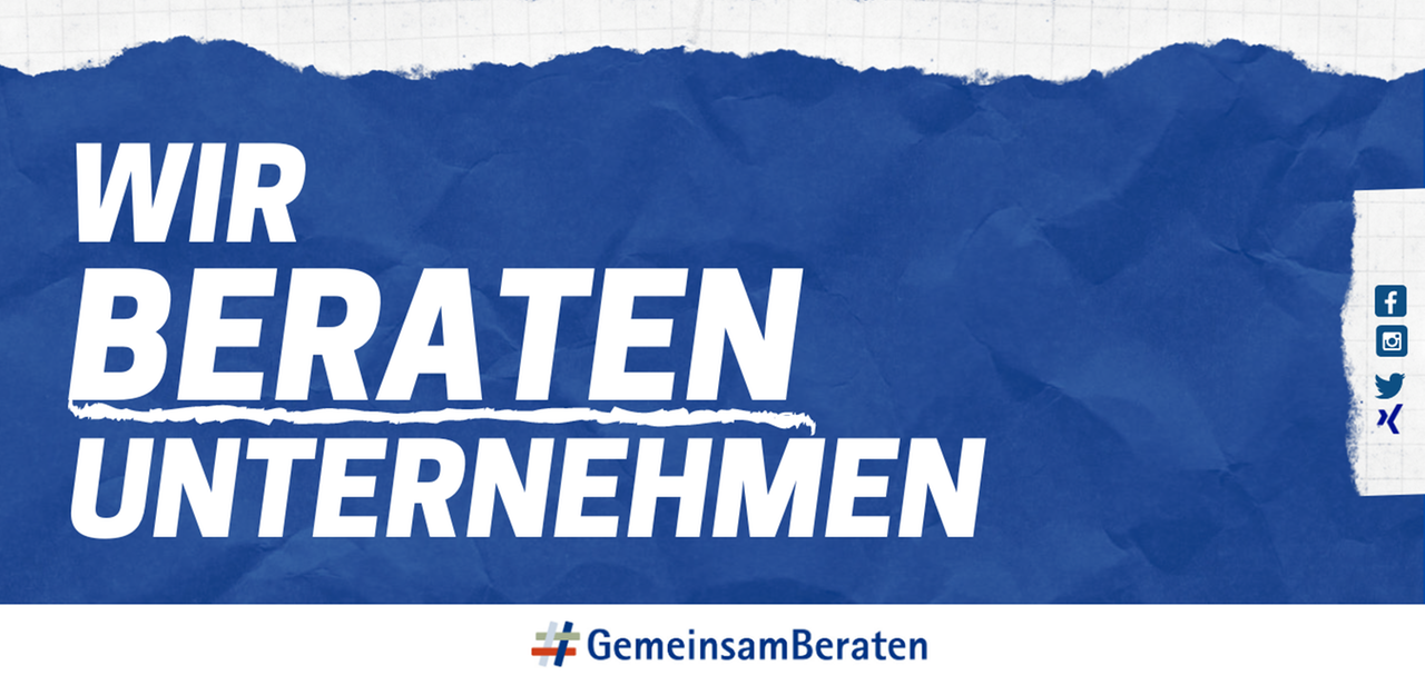 Symbolbild Schriftzug Wir beraten Unternehmen