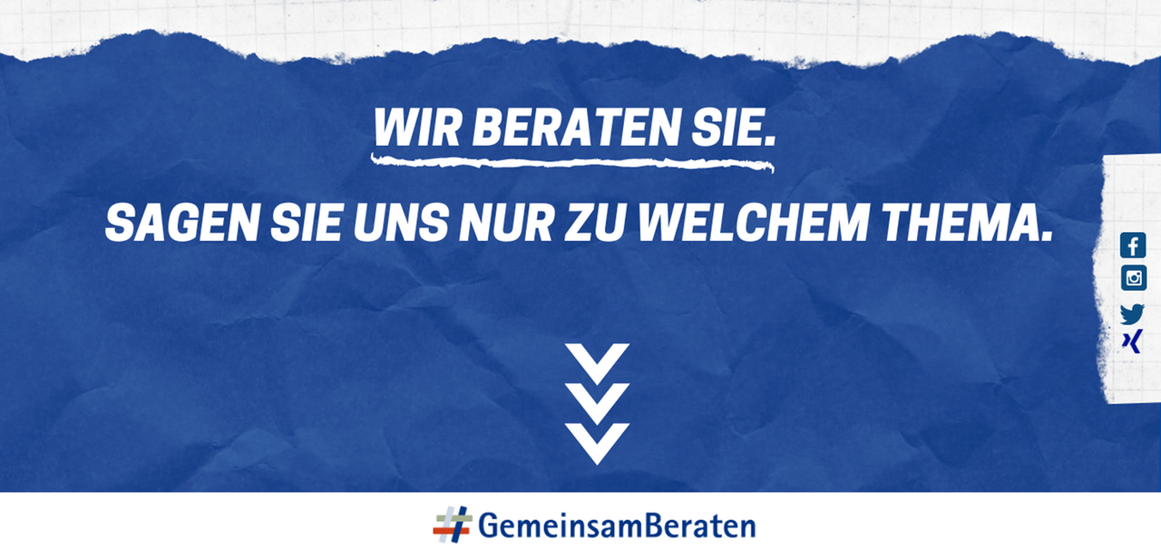 Symbolbild mit Schriftzug Wir beraten Sie