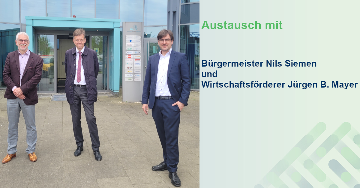 V. l.: Wirtschaftsförderer Jürgen B. Mayer, IHK-Hauptgeschäftsführer Dr. Torsten Slink und Nordenhams Bürgermeister Nils Siemen