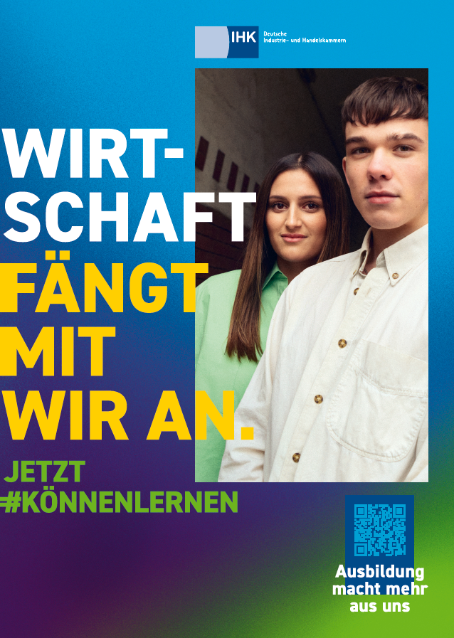 Kampagnen-Plakat mit dem Slogan "Wirtschaft fängt mit wir an."