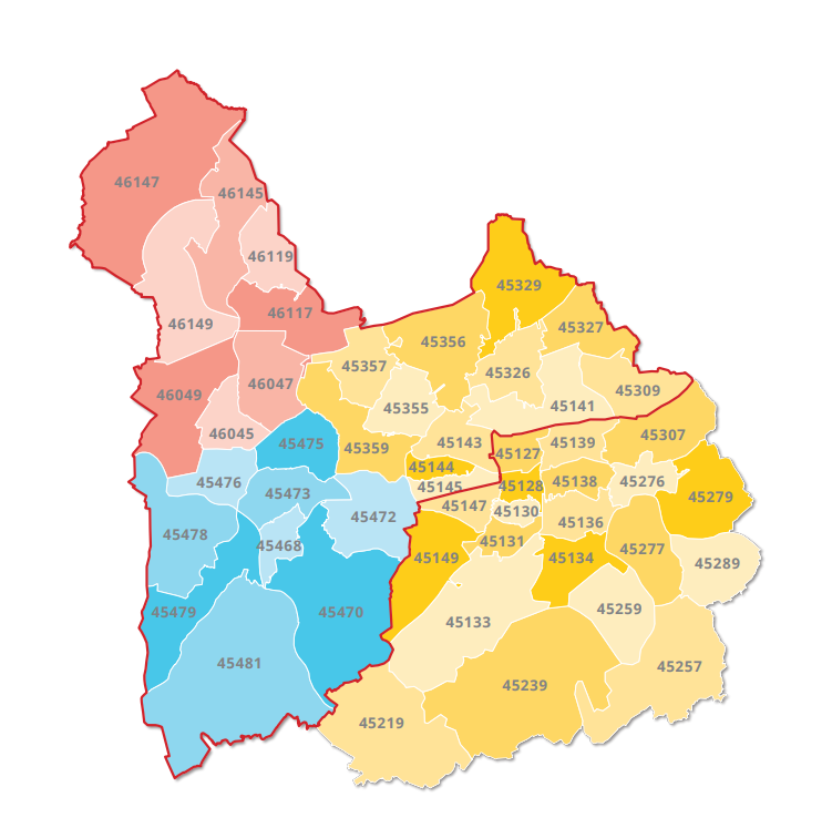Karte MEO Region oberer Teil markiert