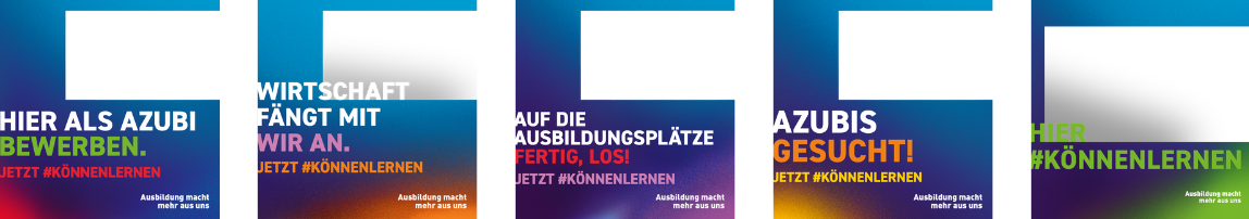 Unterschiedliche Vorlage der Ausbildungskampagne.