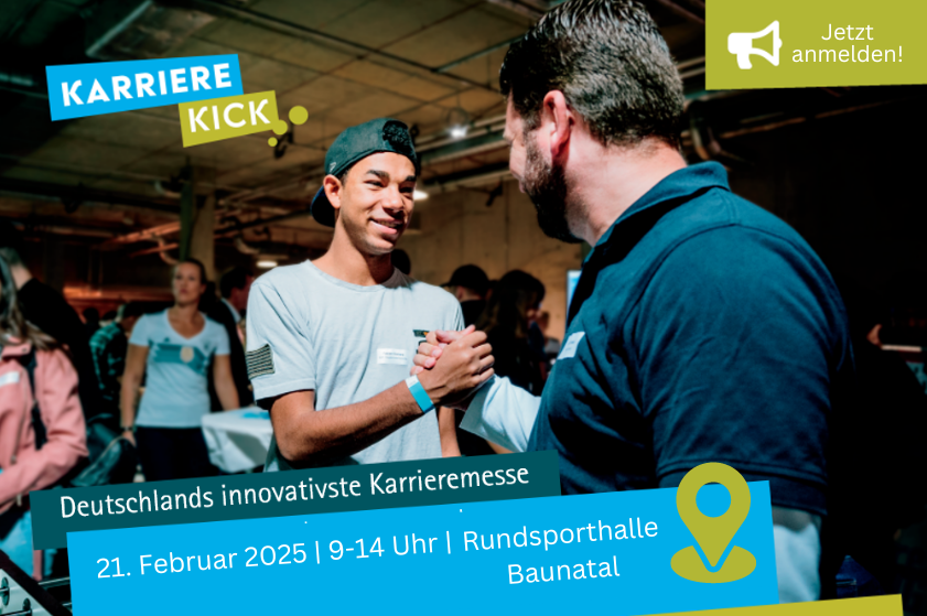 Ank&uuml;ndigung zur Karrieremesse Karriere Kick am 21. Februar 2025 in Baunatal
