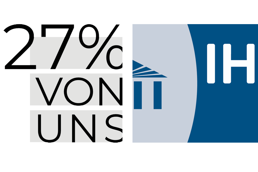 Schrift 27 % von uns mit IHK Logo