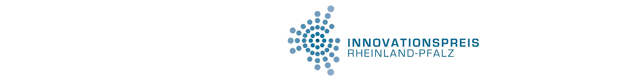 Logo 'Innovationspreis RLP': Schriftzug mit stilisiertem Fokus in blau