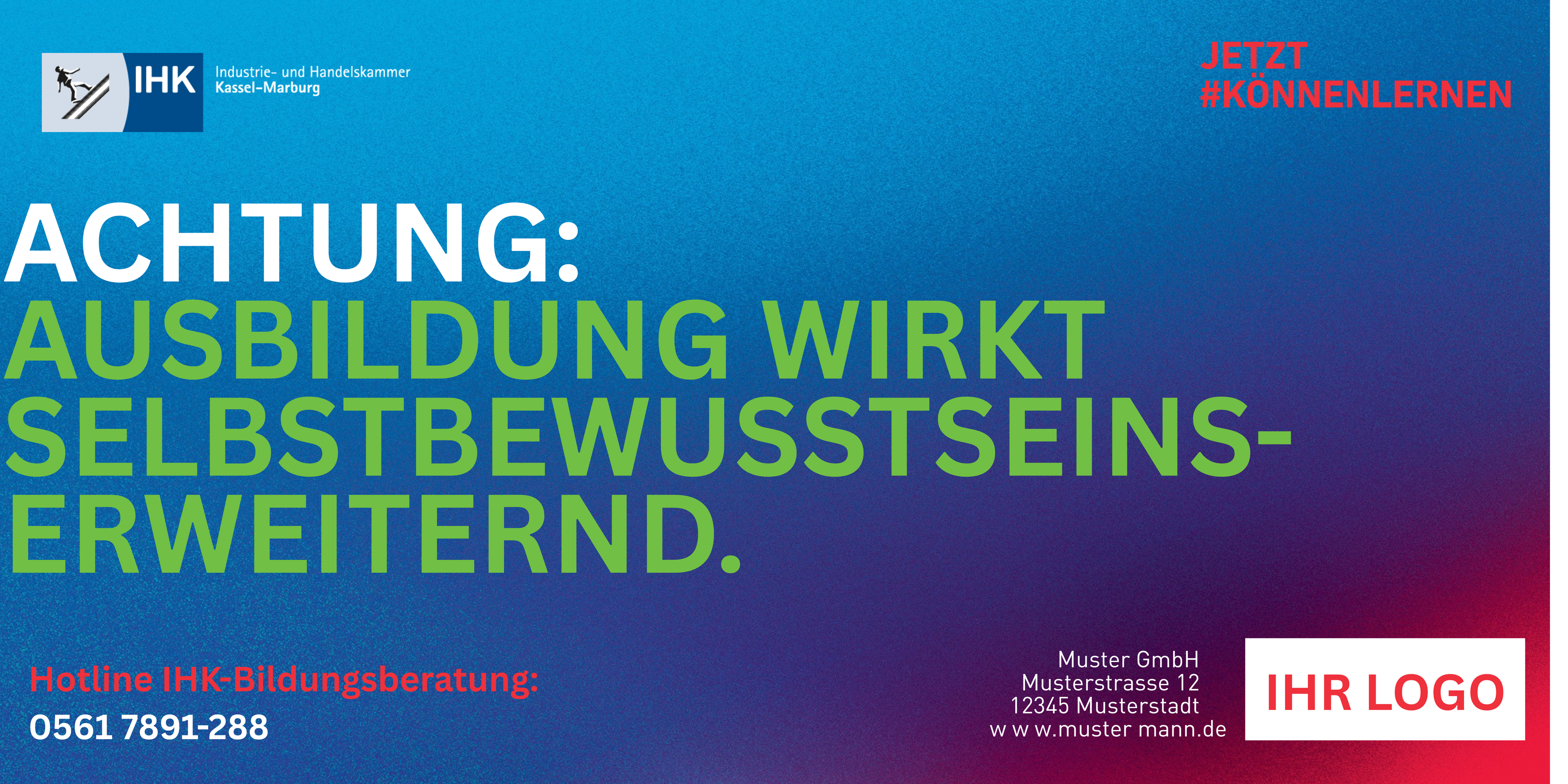 Banner für Bauzäune von der Kampage Jetzt können lernen