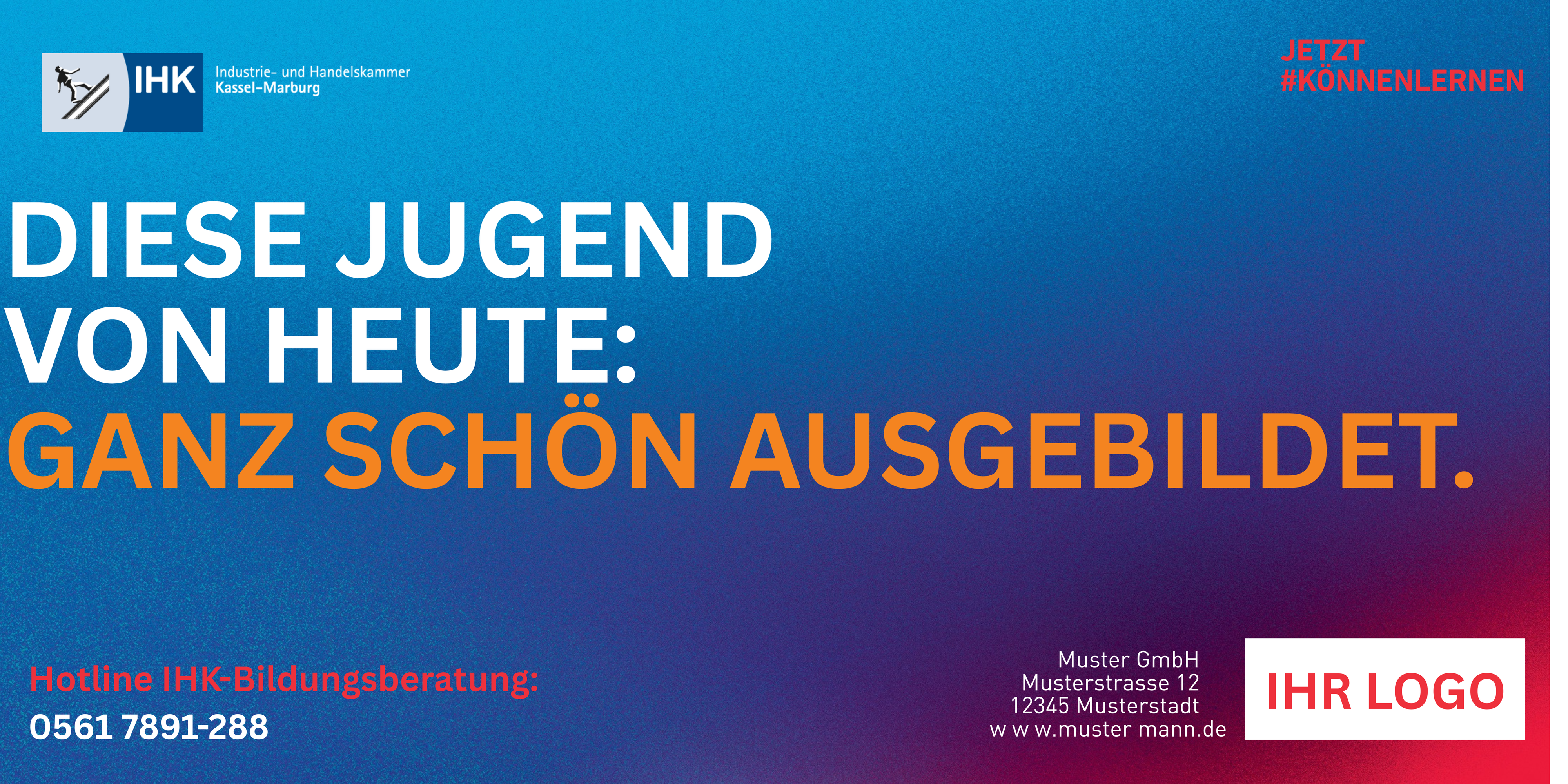 Banner für Bauzäune von der Kampage Jetzt können lernen