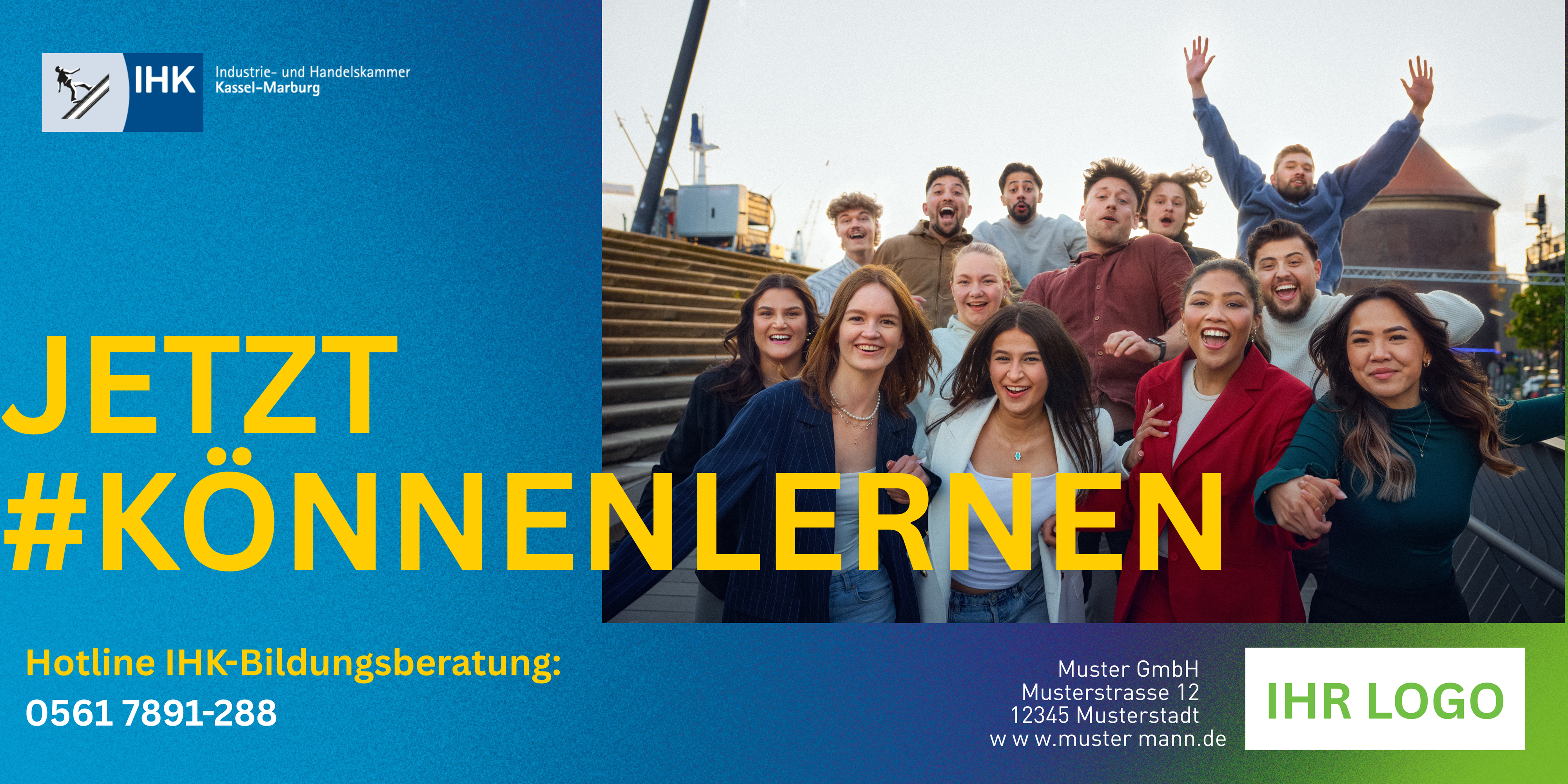 Banner für Bauzäune von der Kampage Jetzt können lernen
