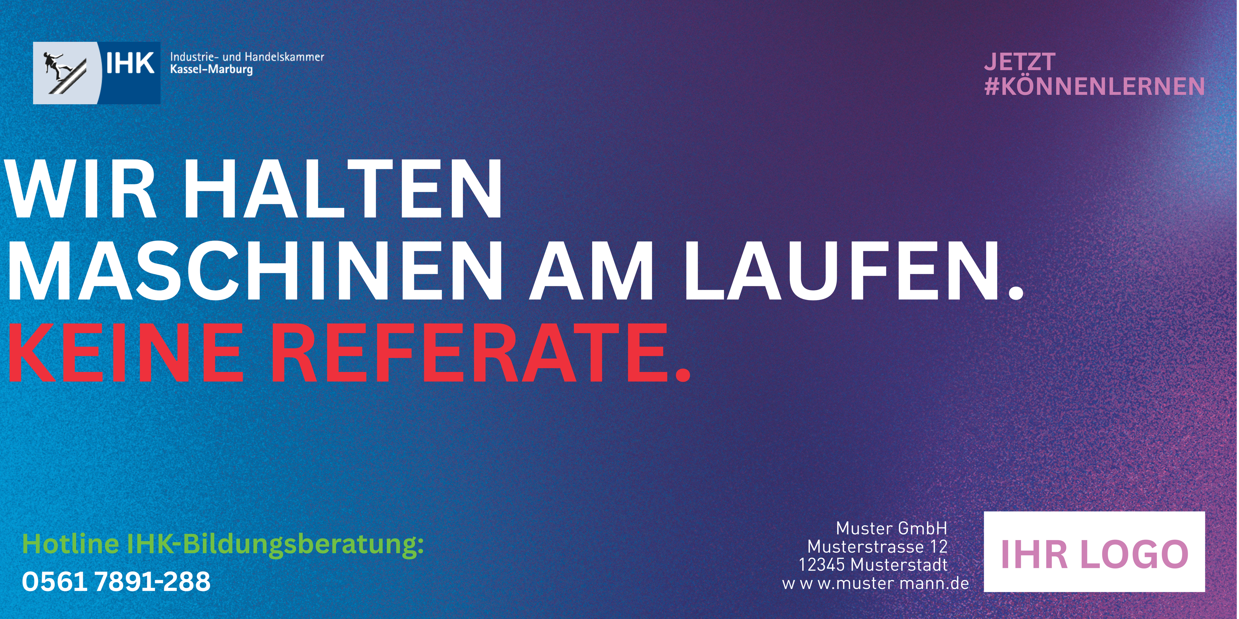 Banner für Bauzäune von der Kampage Jetzt können lernen