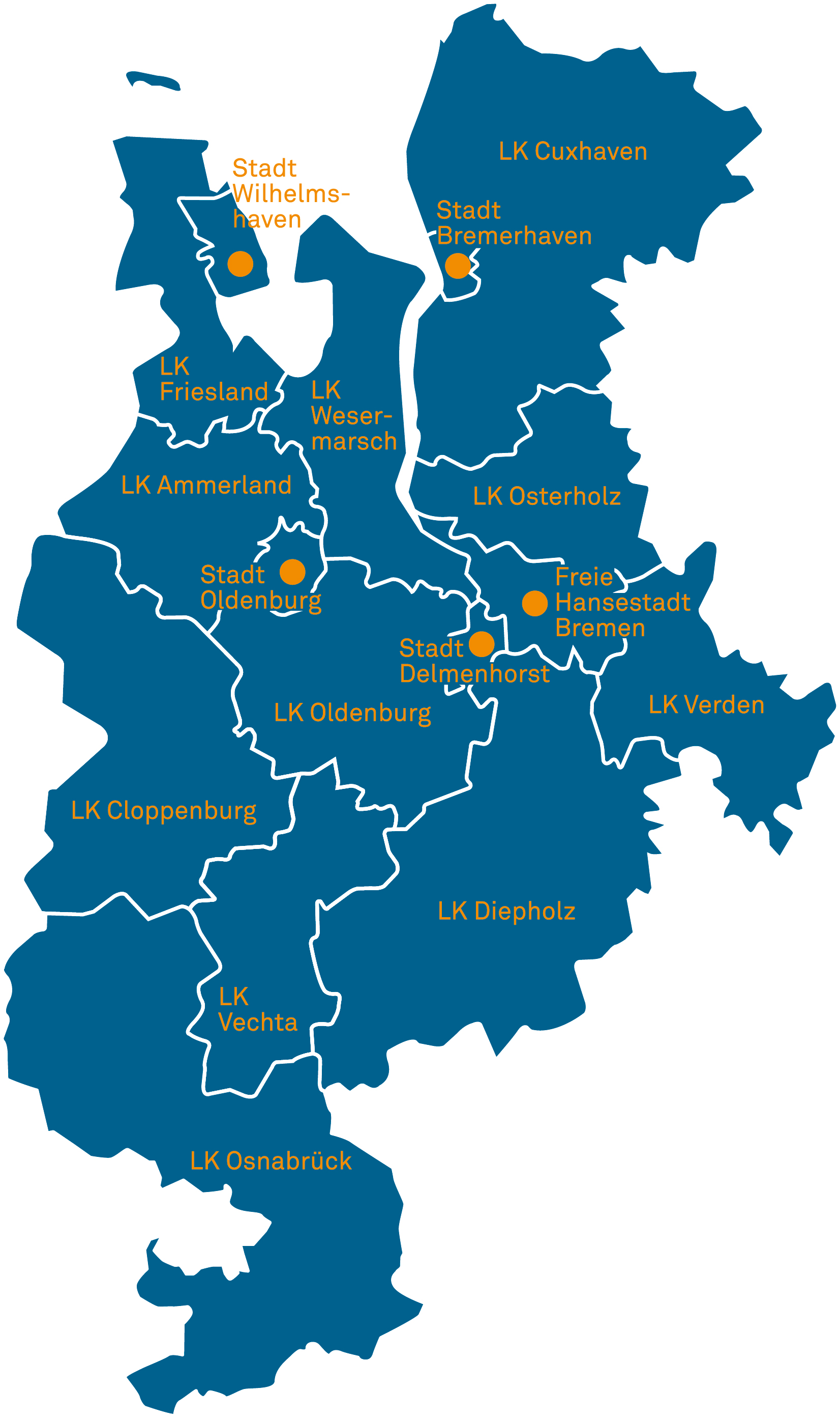 Karte der Metropolregion Nordwest