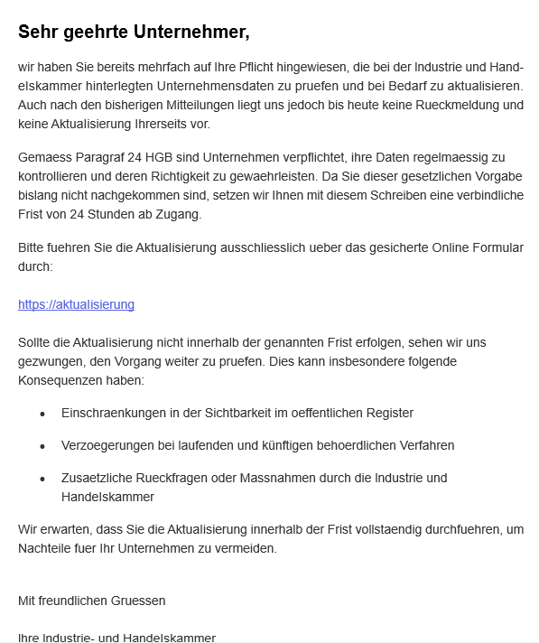 Bild einer Phishing-Mail