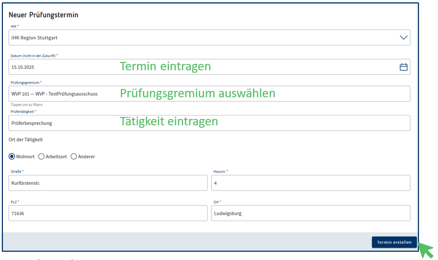 Termin selbst erstellen