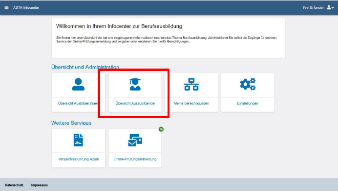 Screenshot Anwendung ASTA-Infocenter