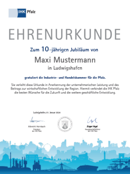 Beispiel Ehrenurkunde KGT