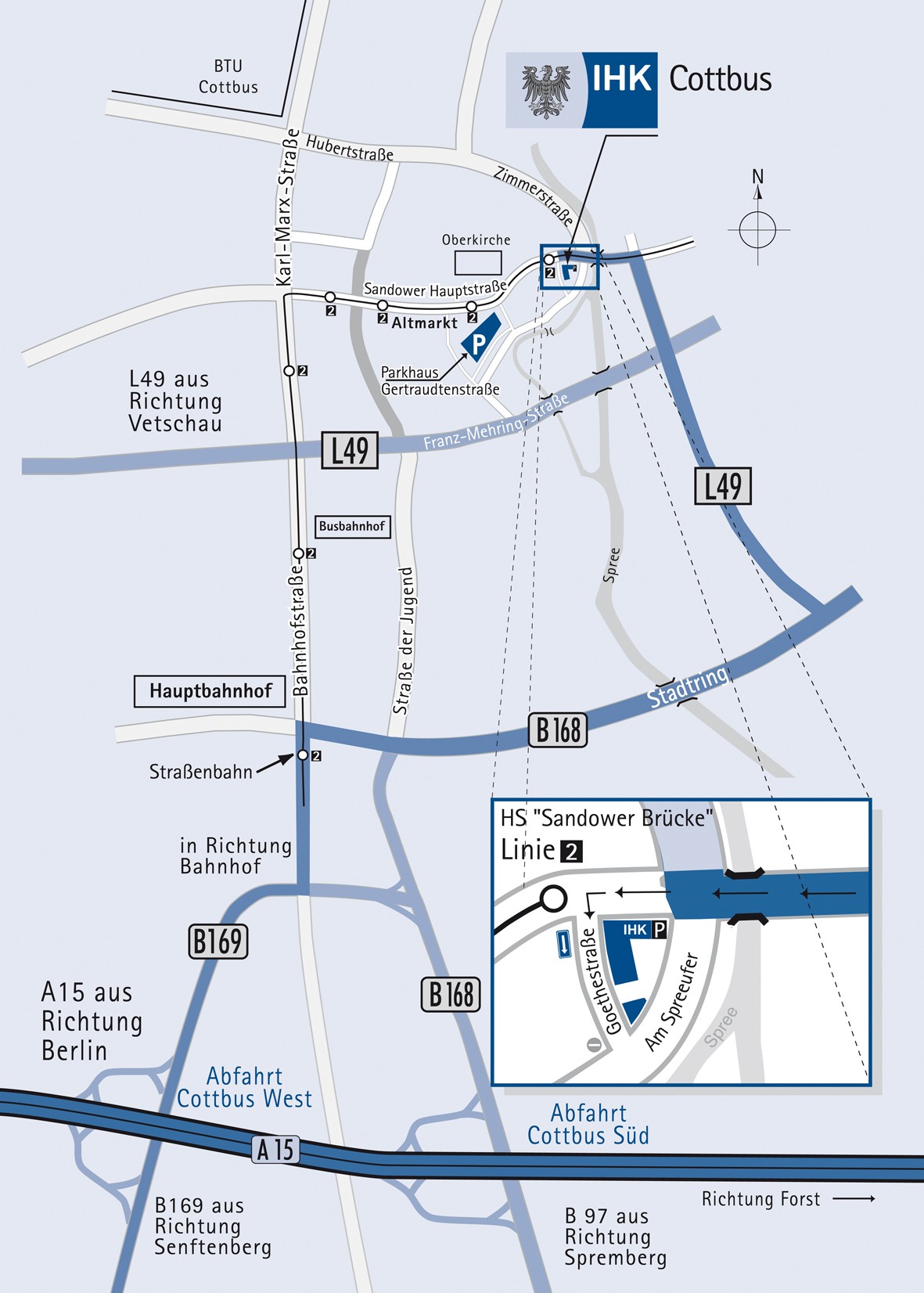 Anfahrtskizze IHK Cottbus