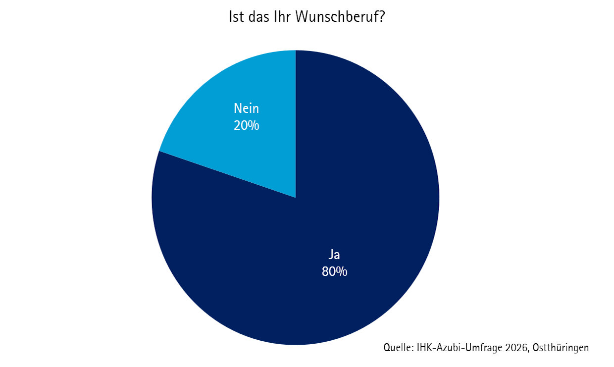 Kreisdiagramm zur Frage „Ist das Ihr Wunschberuf?“ mit Mehrheitsanteil „Ja“.