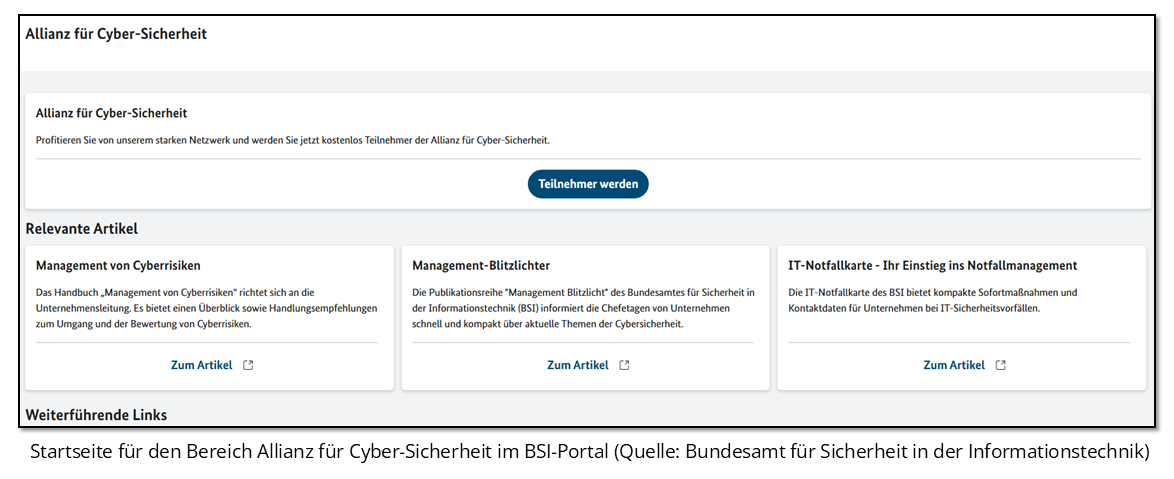 BSI-Portal: Bereich - Allianz für Cyber-Sicherheit