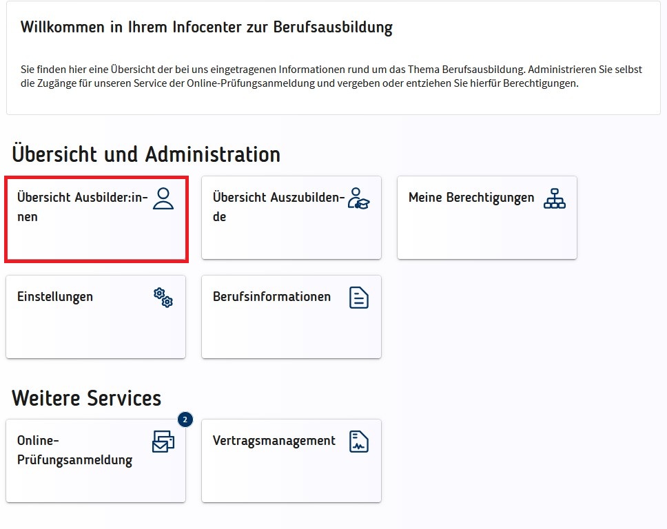 Übersicht über die Ausbilder zum Thema Berufsausbildung