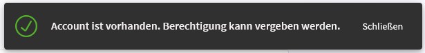 Account ist vorhanden / Berechtigung