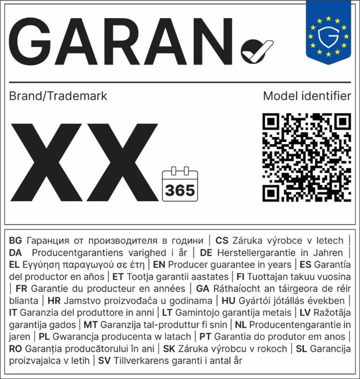 GARAN - Etikett Garantie