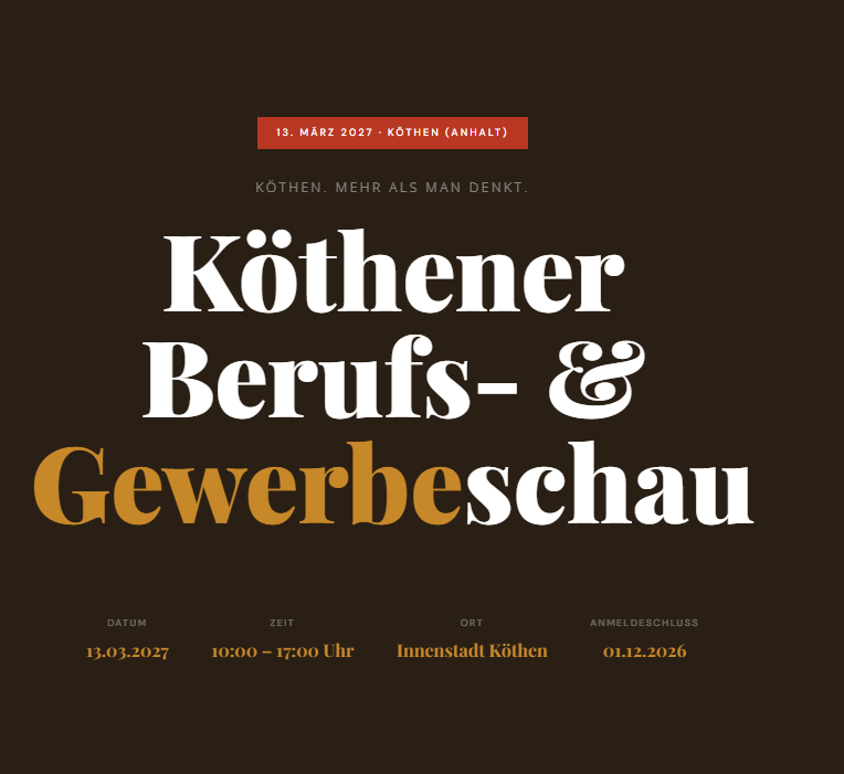 Köthener Berufs- und Gewerbeschau 2027