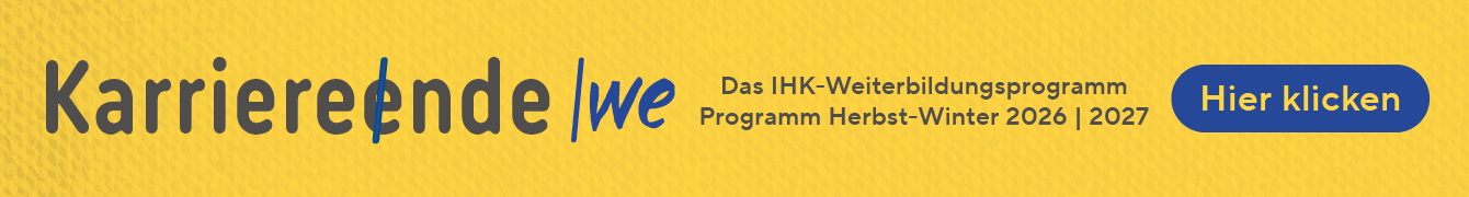 Das Bild zeigt den aktuellen Slogan der Weiterbildung Karriereende versus Karrierewende.