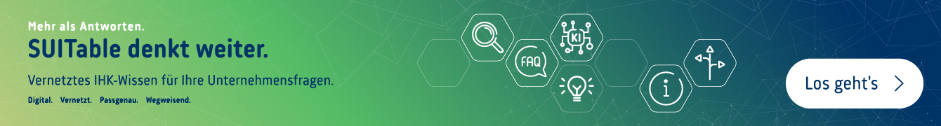 Infobanner Suitable:Vernetztes IHK-Wissen für Ihre Unternehmensfragen. Digital.Vernetzt.Passgenau.Wegweisend. Inkl. Icons 
