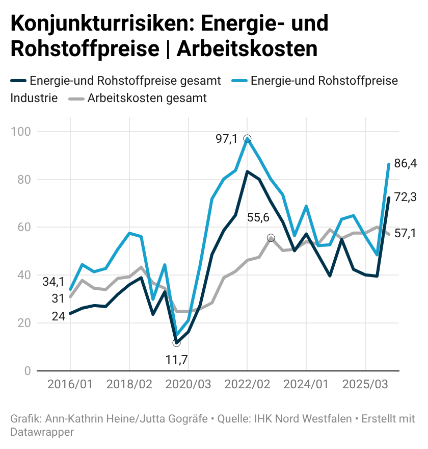 Konjunkturrisiken: Energie- und Rohstoffpreise | Arbeitskosten