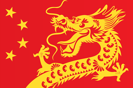 Flagge China mit Drache