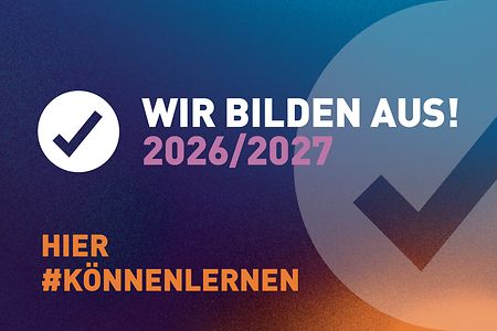 Es wird das Logo "Wir bilden aus!" gezeigt.