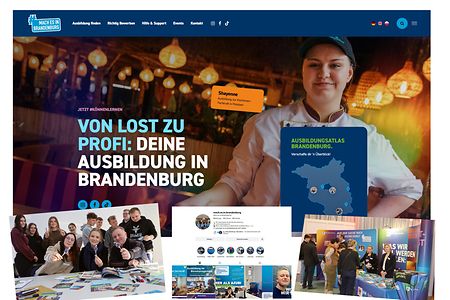 Bildcollage aus Azubifotos und Screenshots der Webseite und des Instagram Accounts