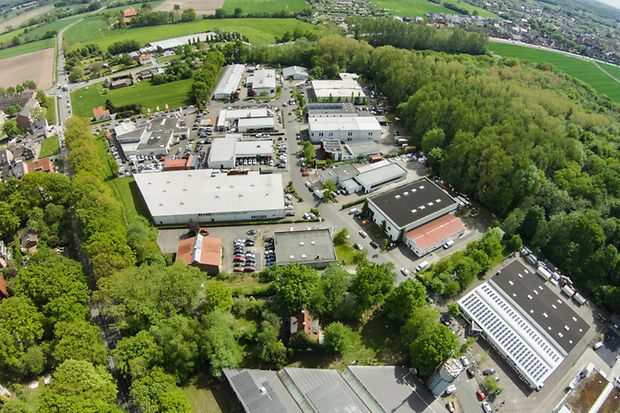 Eine Luftaufnahme des Gewerbegebiets Zum Kaiserbusch M&uuml;nster