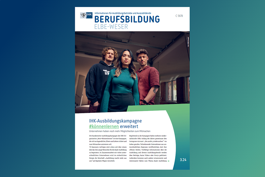 Berufsbildung Elbe-Weser 3.24 (nicht barrierefrei, PDF-Datei) Titelseite der BERUFSBILDUNG (nicht barrierefrei, PDF-Datei)