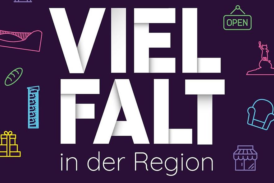 Plakat zu Heimat shoppen mit Aufschrift Vielfalt in der Region