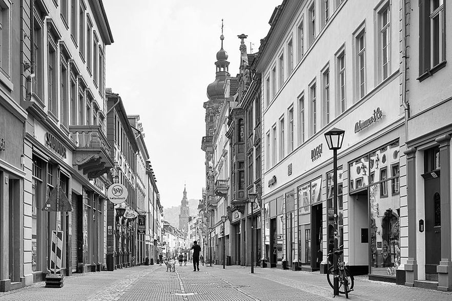 Heidelberger Hauptstra&szlig;e w&auml;hrend des ersten Lockdowns