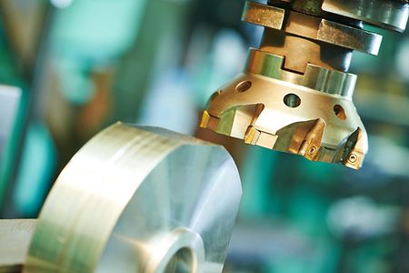 industrial metal machining cutting process of blank detail by milling cutter with hardmetal carbide insert