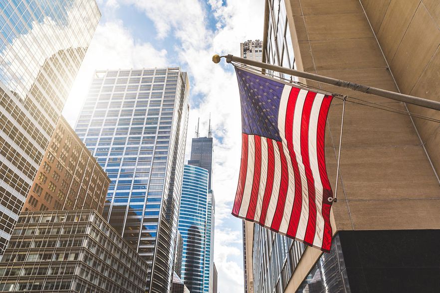 US-Flagge in Chicago