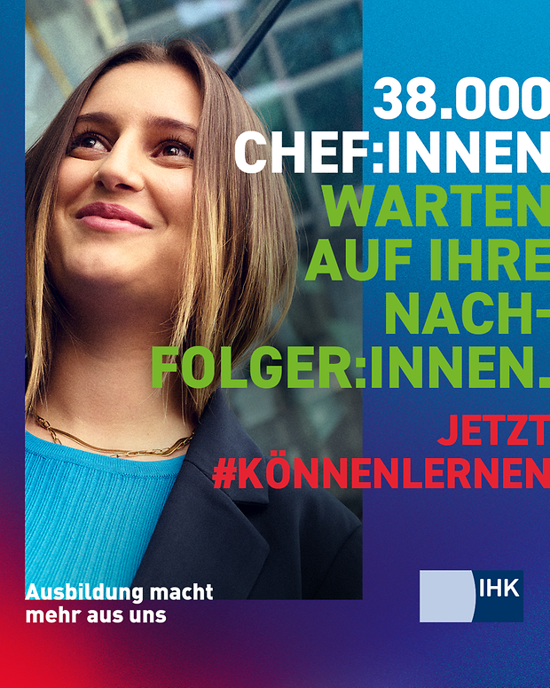 IHK-Kampagne für die duale Ausbildung: „Jetzt #könnenlernen“ wirbt bundesweit für die Karriere mit Lehre. Foto:
IHK-Kampagne für die duale Ausbildung „