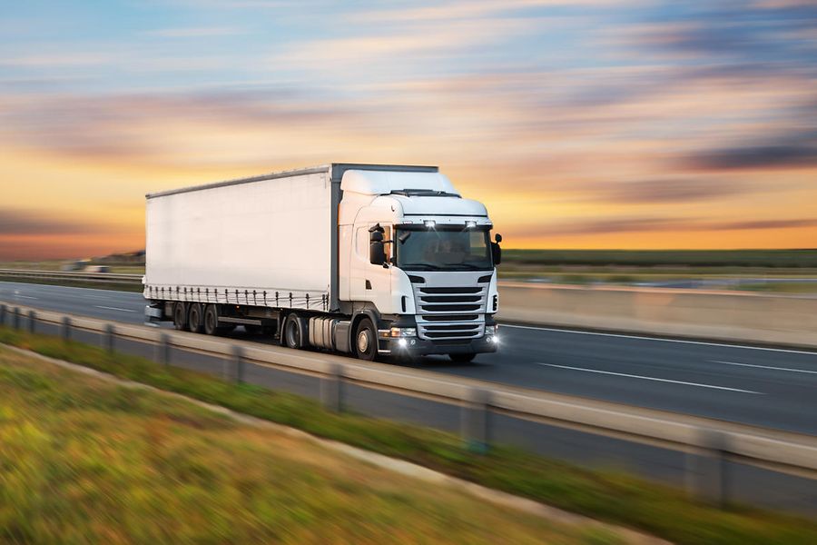 Truck,With,Container,On,Highway,,Cargo,Transportation,Concept.,Shaving,Effect.