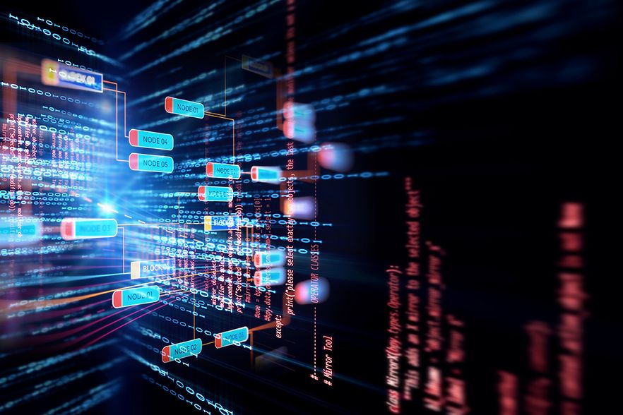 Block chain network concept on technology background