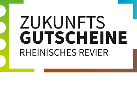 Logo mit der Aufschrift Zukunftsgutscheine Rheinisches Revier