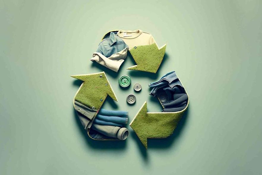 A recycling sign with a green button that, zero waste, reuse concept. Generated AI