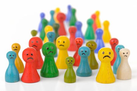 Spielfiguren traurig