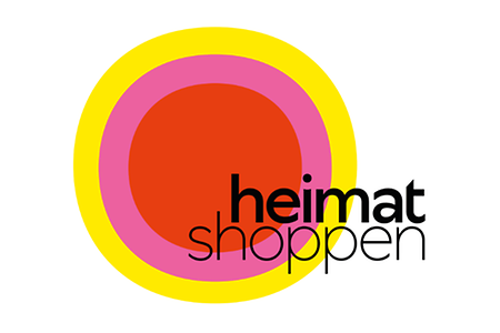Drei verschieden farbige Kreise und der Begriff "Heimatshoppen" ergeben das neue Design.