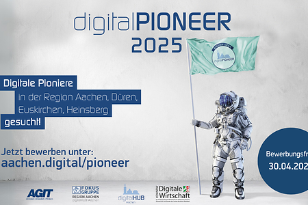 Logo mit Astronaut und Fahne 