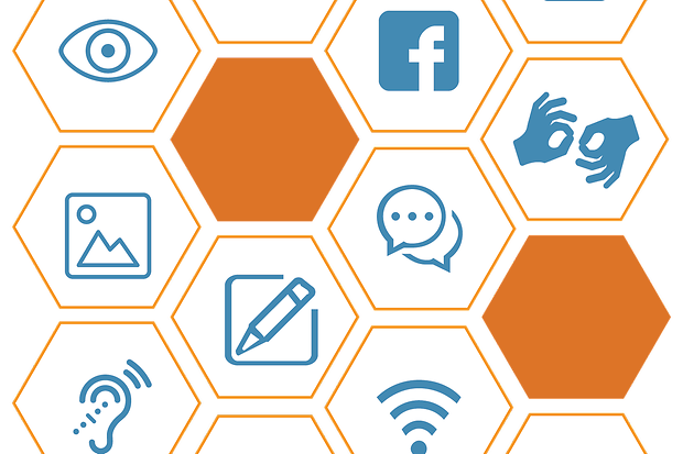 13 Symbole aus dem Bereich Kommunikation, darunter Smartphone, E-Mail, W-Lan, Telefon